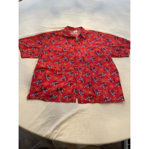 Disney Store Mickey Mouse Surfing Short Sleeve Button Up Shirt Mens L - Picture 1 of 8